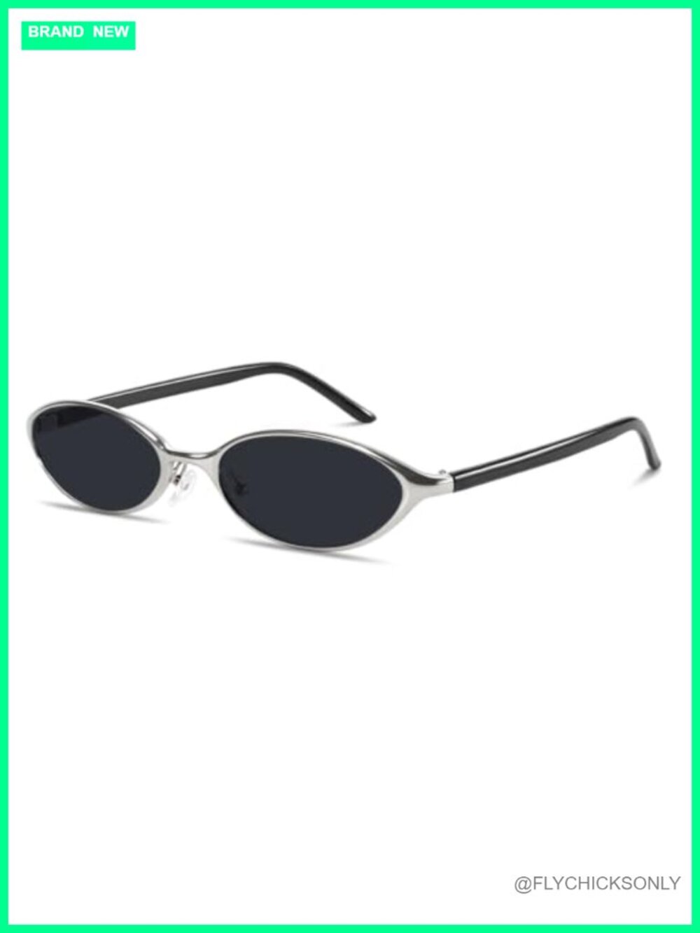 Silver Y2K Oval Sunglasses UV400 Retro Metal Frame Women